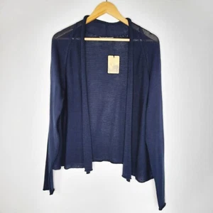 PERUVIAN CONNECTION NWT Navy Minimalist Cardigan Size XL Open Front Pima Cotton - Picture 1 of 9