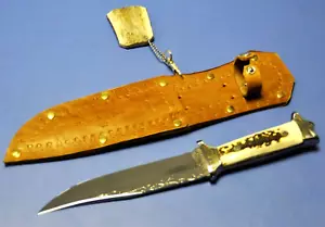 Cuchillo de caza sólido de autor hecho a mano con bonito mango de cuerno de ciervo - Imagen 1 de 12