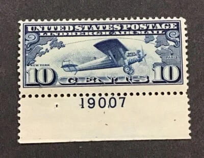 US 1927 XF MNH Sc.# C10 - Plate # Single  (A) - Image 1 of 2