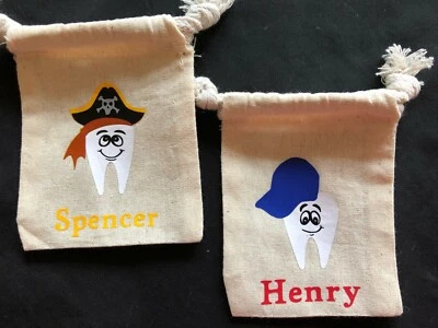 BOLSO PERSONALIZADO HADA DENTAL NUEVO CON 2 OPCIONES MUSELINA ALGODÓN 3"x4" Foto 1 de 3