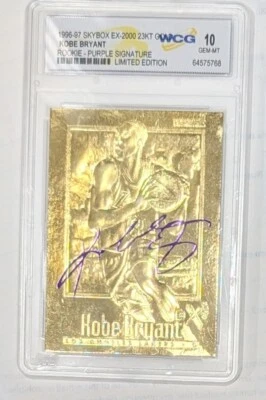 1996-97 SKYBOX EX 2000 23KT GOLD KOBE BRYANT Rookie Purple Signature Limited Ed - Image 1 of 2
