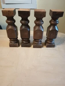 Large Wooden Vintage Finials (4) Colonial Architectural Salvage Ornate Wood - Picture 1 of 12