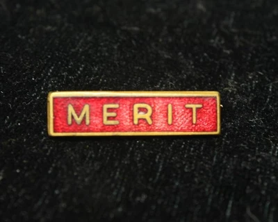 Vintage School Uniform Merit Badge Red Enamel Bar Type Pin Badge 1960s 1970s - Image 1 of 3