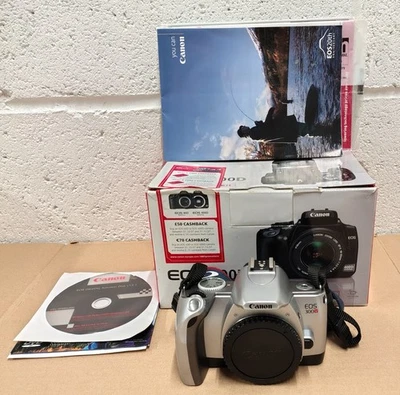 Canon EOS 300V 35mm SLR Camera Body Only with Cap, Strap, Box, Manual & Discs - Image 1 of 4