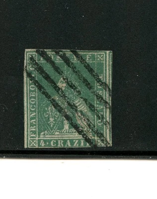 Italy-Tuscany #14 (I330) Lion of Tuscany 4 cr green, Used, FVF, CV$175.00 - Image 1 of 2