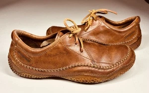 Patagonia Men SZ 9 VTG Leather Shoes Brown Moc Toe Lace Up Honeycomb Sole Rare - Picture 1 of 13