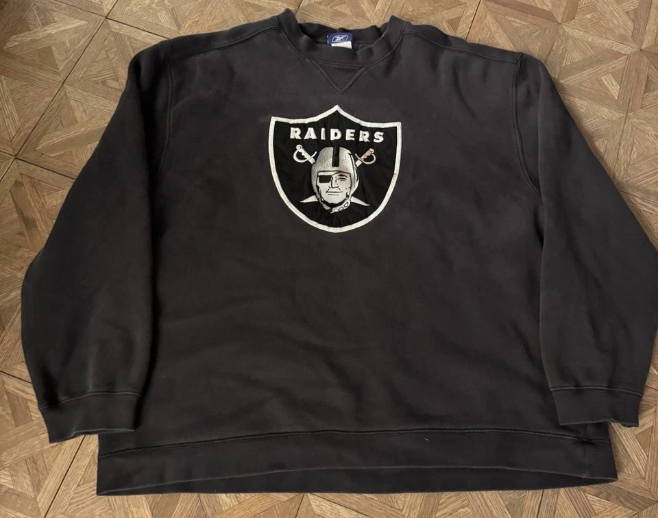 Sudadera Oakland Raiders NFL Rebook Vintage Negra Logotipo del Equipo 2XL Foto 1 de 3