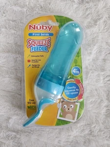 New Nuby Squeeze Feeder Silicone Feeding Bottle Blue Sealed - Picture 1 of 5