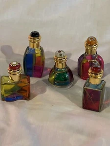 Vintage Murano Stained Glass Mini Perfume Bottles Lot of 5 Made in Italy - Picture 1 of 19