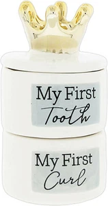 Ceramic Baby 'First Tooth' & 'First Curl' Keepsake Box Set - New in Box - Picture 1 of 2