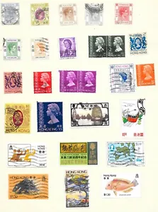HONG KONG PAGE OF 27 GOOD USED STAMPS. ALL SOUND. - Picture 1 of 3