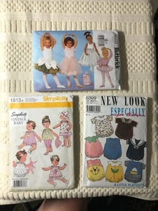 McCall's\Butterick-CUT-Lot of 3 Patterns-Infant Rompers/Girls Leotard/Skirt/Bag - Picture 1 of 12