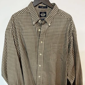 DOCKERS Dress Shirt Button Down Collar Men XL Green Checks Long Sleeve WRNK FREE - Picture 1 of 8