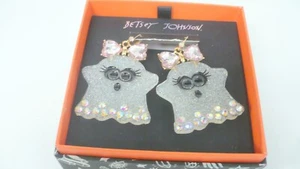 Pendientes Estate Halloween Betsy Johnson UV Grande Fantasma Rosa Lazo - Imagen 1 de 5