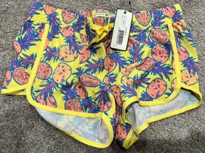 Tipsy Elves Yellow Pineapple Beach Shorts Women’s Small Elastic Tie Waist Pool - Picture 1 of 2