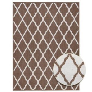 Flachgewebter Teppich REVERSO Rhombus Braun Wendeteppich für Innen und Außen - Bild 1 von 28