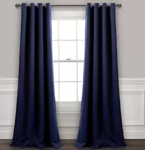 Juego de 2 Paneles de Cortina de Ojal Aislados Exuberante Decoración 52 x 95 Blackout Azul Marino I Nuevo - Imagen 1 de 3