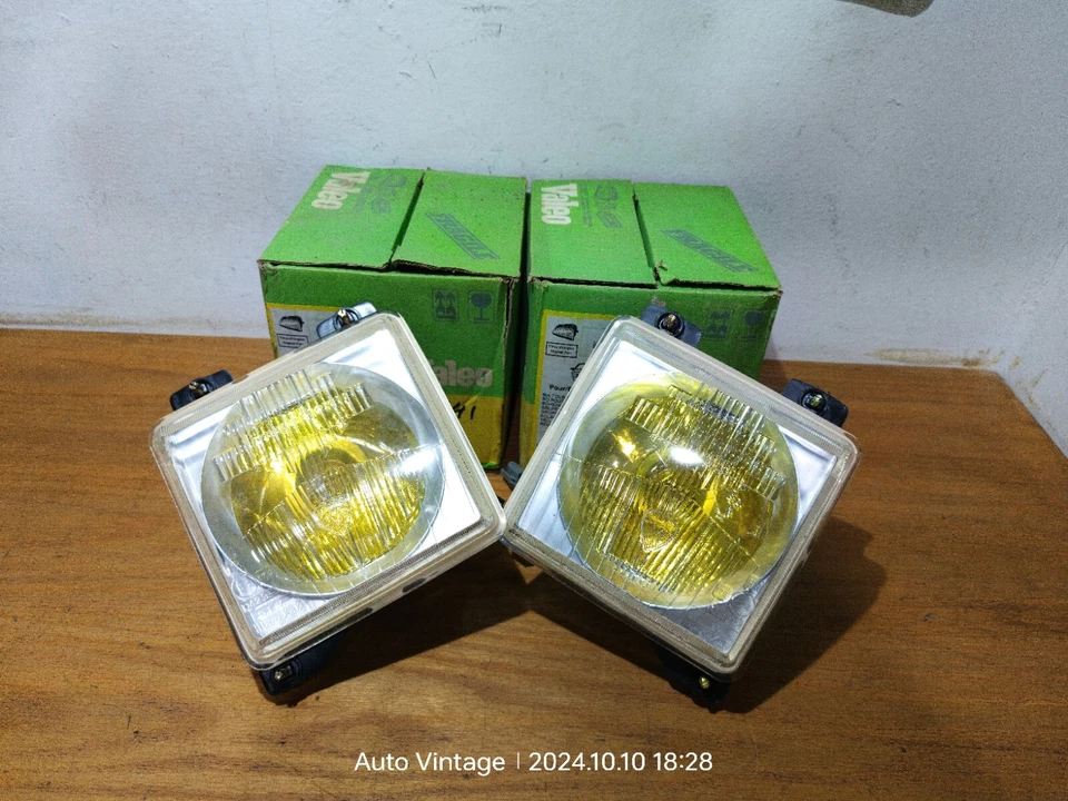 Peugeot 604 New Marchel Headlights Pair Original + Yellow Lenses Made In France - Image 1 of 4