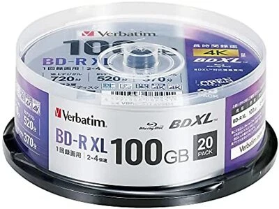 Verbatim Blu-ray Disc 20 Spindle 100GB 4X Speed BD-R XL Printable VBR520YP20SD4 - Image 1 of 4