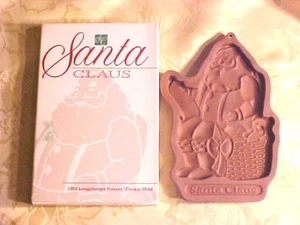 Longaberger 1992 Christmas Santa Cookie Candy Chocolate Mold Ceramic Brown H325 - Picture 1 of 4