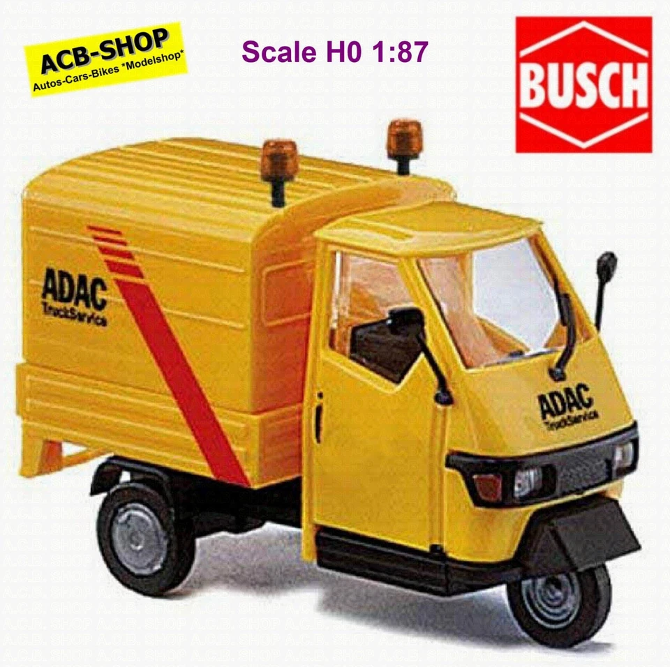 Piaggio ape 50 ADAC Werbe-Träger Il ADAC Truck-Service 1:87 Busch 48483 - Immagine 1 di 2