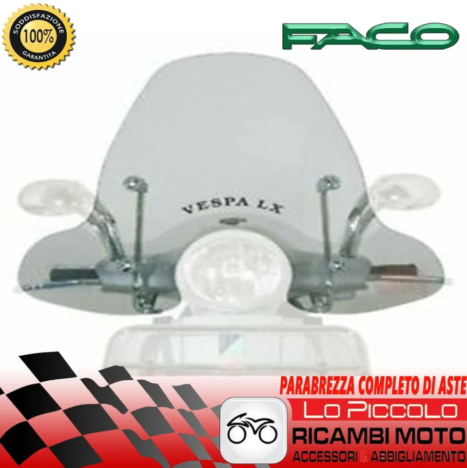 PARABREZZA PARAVENTO ALTO FACO + ATTACCHI PIAGGIO VESPA LX 50-125-150 2005-2014 - Immagine 1 di 1