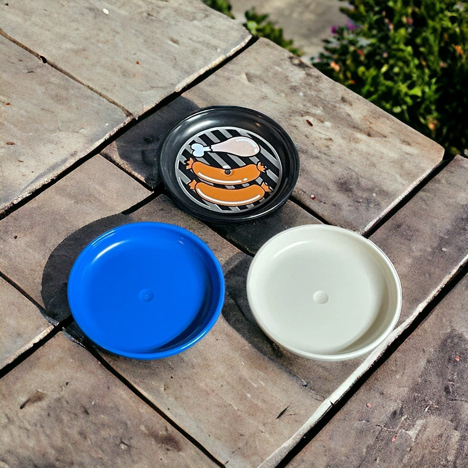 3 Duplo plates - blue- white -grill plate- combined shipping (MISC116) - Image 1 of 1