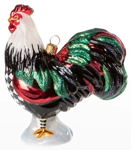 MACKENZIE CHILDS Glass Ornament - ROOSTER - Picture 1 of 2