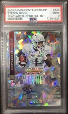 STEFON DIGGS 2015 Panini Contenders Ticket Cracked Ice Rookie Auto #/23 PSA 9