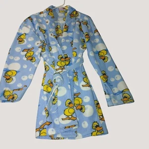 Kenzie Cloe Girls Blue Fun Rubber Duck Ducky Fleece Robe Belt ML - Picture 1 of 8