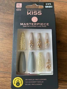 Kiss One-Of-A-Kind Lux Mani 30 Press On Nails mit Kleber 86801 MP02 Masterpiece - Bild 1 von 5
