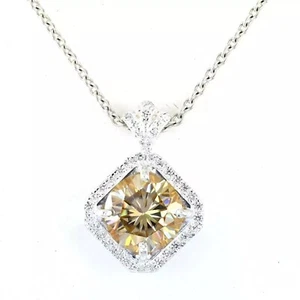 6 Ct Champagne Treated Diamond Pendant Great Luster VVS1 Certified Gift For Her - Picture 1 of 6