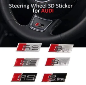 2 Pcs RS S line Steering Wheel 3D Sticker Badge For Audi A3 A4 A5 A6 A7 Q3 Q5 Q7 - Foto 1 di 11