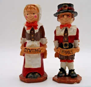 Vintage Thanksgiving Pilgrims Candle Stick Holders Hermitage Pottery 1997 - Picture 1 of 3