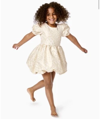 Vestido LILLY PULITZER Niñas Mini Moiraine Dorado Deslumbrante Leopardo Jacquard Talla 10 Foto 1 de 2