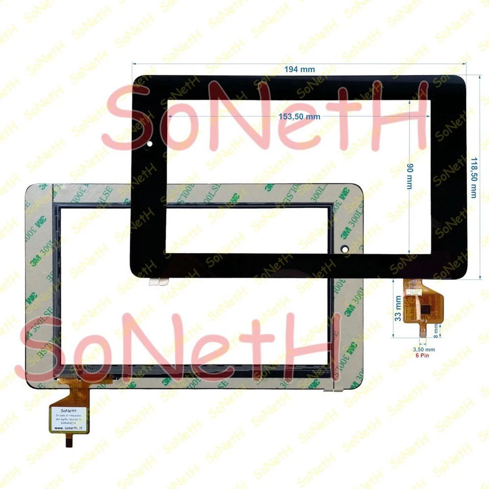 Vetro Touch screen Digitizer 7,0" Mediacom SmartPad 740 S1 M-MP740S1 Tablet Nero - Immagine 1 di 1