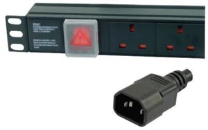 LMS DATA - 1U 6 Way 13A Mains Sockets to IEC C14 Plug Horizontal PDU - Picture 1 of 1