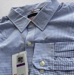 Van Heusen Traveler Nanotex No Iron Dress Shirt 2XL Blue Check Big & Tall NWT - Picture 1 of 9