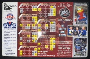 2005-06 MOTOR CITY MECHANNICS UHL IMÁN DE HOCKEY HORARIO MOCOMB VISIÓN DIARIA/SVSS - Imagen 1 de 1