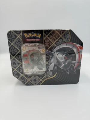New Pokemon TCG Scarlet & Violet Paldean Fates Iron Treads EX Tin Factory Sealed - Image 1 of 4