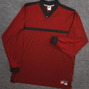 Vintage 90s Nike Team Sport Fußball Trikot Herren L Crimson Warp Up Langarm - Bild 1 von 9