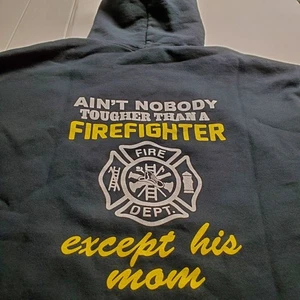 🚒 Feuerwehrmama XL schwarz Hoodie Sweatshirt Feuerwehr doppelseitig HeavyBlen - Bild 1 von 16