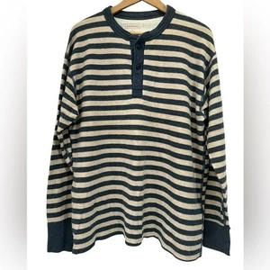 L.L. Bean Wool Blend Cotton Lined Long Sleeve Striped Henley Shirt - Large - Picture 1 of 7