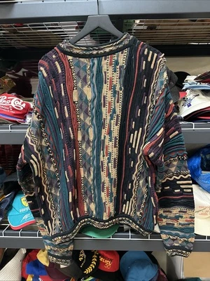 Suéter de malha vintage anos 90 Tundra aconchegante 3D XL pulôver estilo Canadá Coogi - Imagem 1 de 4