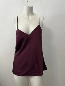 Paige Silk V-Neck Camisole Tank Top Dark Currant Size Small Adjustable Straps - Picture 1 of 6