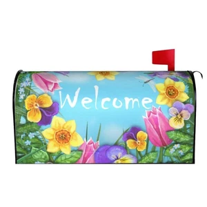 Cubierta magnética de buzón de hierba y mariposa con flores de primavera temporada agua de bienvenida... - Imagen 1 de 7