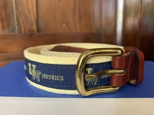 University Of Washington Huskies  Brass Buckle Leather & Other BELT 38” - Picture 1 of 12