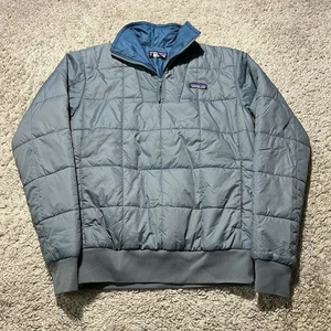 Patagonia Box Pullover Trapuntato Uomo XS 1/4 Zip Isolato Plume Grigio Tampone - Foto 1 di 10