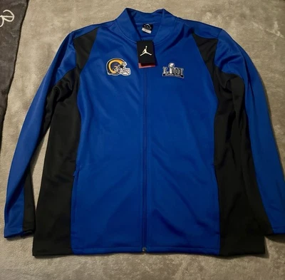 Chaqueta deportiva LA Rams Throwback Super Bowl Jordan Brand XL azul real nueva con etiquetas Foto 1 de 4