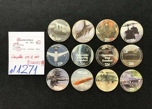 AAFES POGS, 2nd Series/Printing,12 POGS, 25c COMPLETE set, #P1271, FAIR - Picture 1 of 2